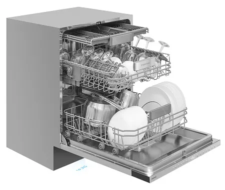 Посудомоечная машина встраиваемая с инвертором MEFERI MDW6093 LUXE 60 см, 16 комплектов посуды, 6 программ, автооткрывание, аквастоп, проекция обратного отсчёта времени, внутренняя подсветка, половинная загрузка, отсрочка Посудомоечная машина встраиваемая с инвертором MEFERI MDW6093 LUXE 60 см, 16 комплектов посуды, 6 программ, автооткрывание, аквастоп, проекция обратного отсчёта времени, внутренняя подсветка, половинная загрузка, отсрочка