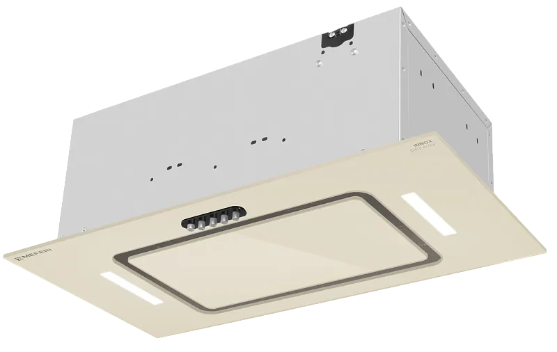 Фото vytyazhka_polnovstraivaemaya_inbox60bg_glass_ultra на сайте meferi-home.ru Вытяжка кухонная MEFERI INBOX60BG GLASS ULTRA, 60 см, встраиваемая, бежевая, стекло, производительность 900 м3/ч, 3 скорости, низкий уровень шума, режимы отвод и рециркуляция, гарантия 3 года - изображение vytyazhka_polnovstraivaemaya_inbox60bg_glass_ultra