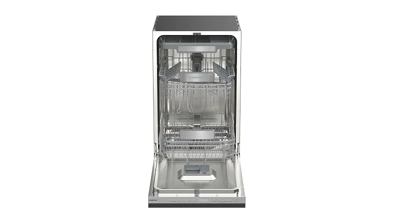 Посудомоечная машина узкая встраиваемая с инвертором MEFERI MDW4593 LUXE, 45 см, 10 комплектов посуды, аквастоп, проекция обратного отсчёта времени, внутренняя подсветка, половинная загрузка, таймер