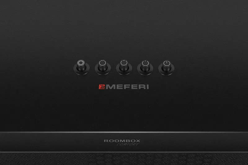 Кубическая вытяжка кухонная MEFERI ROOMBOX40BK COMFORT, пристенная, 40 см, черная, квадратная, производительность 1100 м3/ч, 3 скорости, низкий уровень шума, режимы отвод и рециркуляция, гарантия 3 года