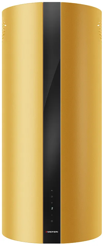 Вытяжка кухонная цилиндрическая островная MEFERI TUBE40GOLD ISLA COMFORT PLUS, 40 см, золотая, производительность 1200 м3/ч, 5 скоростей, режимы отвод и рециркуляция, сенсорное управление, гарантия 3 года