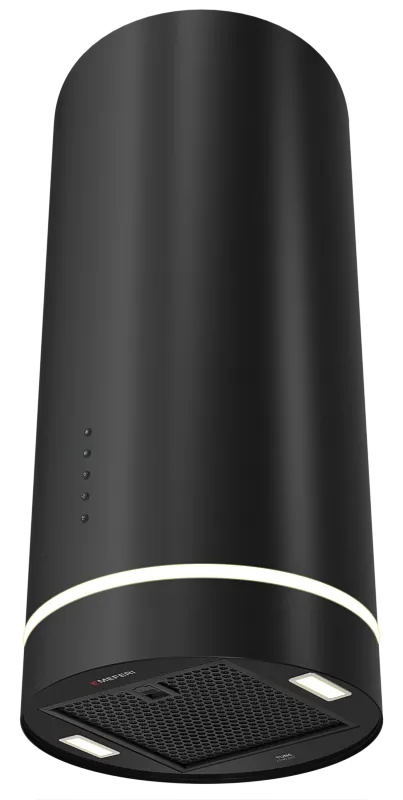 Вытяжка кухонная цилиндрическая настенная MEFERI TUBE35BK COMFORT, 35 см, черная, производительность 1200 м3/ч, 3 скорости, низкий уровень шума, режимы отвод и рециркуляция, гарантия 3 года - изображение vytyazhka_tsilindricheskaya_pristennaya_tube35bk_comfort  