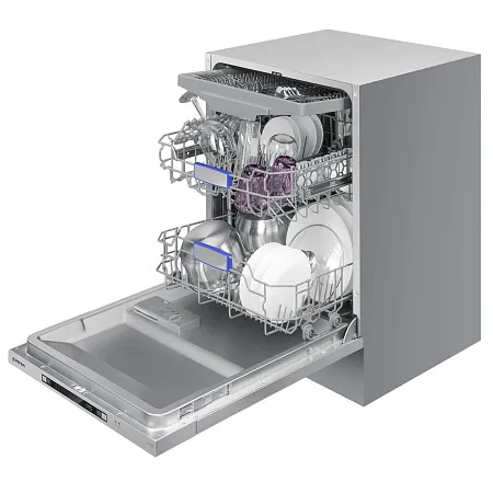 Посудомоечная машина встраиваемая MEFERI MDW6073 ULTRA, 60 см, напольная, 14 комплектов посуды, 7 программ, 3 корзины, луч на полу, внутренняя подсветка, половинная загрузка Посудомоечная машина встраиваемая MEFERI MDW6073 ULTRA, 60 см, напольная, 14 комплектов посуды, 7 программ, 3 корзины, луч на полу, внутренняя подсветка, половинная загрузка