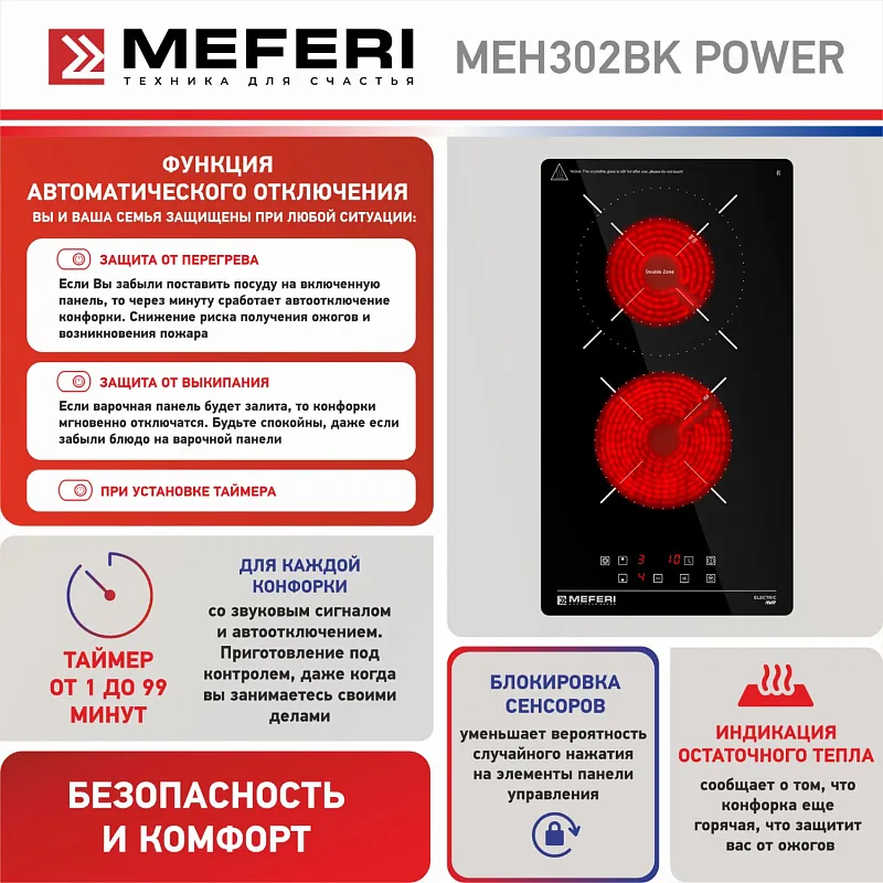 Варочная панель электрическая MEFERI MEH302BK POWER