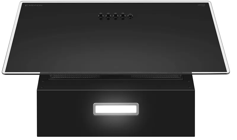 Вытяжка кухонная MEFERI AIRBOX60BK LIGHT, 60 см, наклонная, черная, стекло, производительность 650 м3/ч, 3 скорости, низкий уровень шума, режимы отвод и рециркуляция, гарантия 3 года