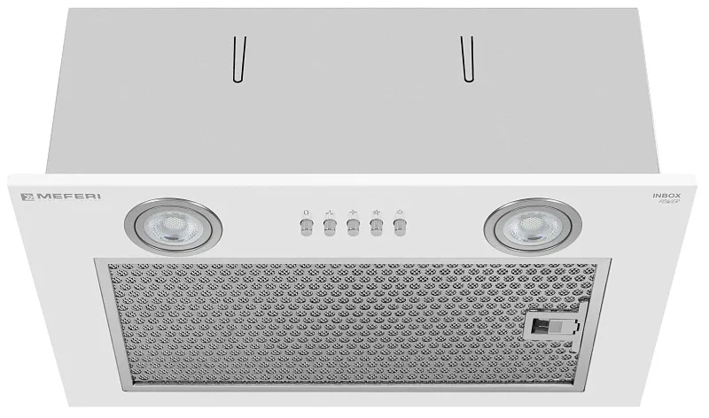 Вытяжка кухонная MEFERI INBOX45WH POWER, 45 см, встраиваемая, белая, производительность 900 м3/ч, 3 скорости, низкий уровень шума, режимы отвод и рециркуляция, гарантия 3 года
