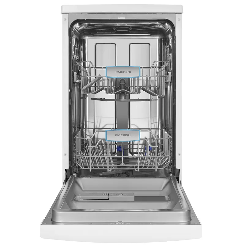 Посудомоечная машина узкая отдельностоящая MEFERI MDW4562WH FS LIGHT, 45 см, 9 комплектов посуды, 6 программ, 2 корзины, половинная загрузка, отсрочка, таймер, защита от протечек, внутренняя подсветка