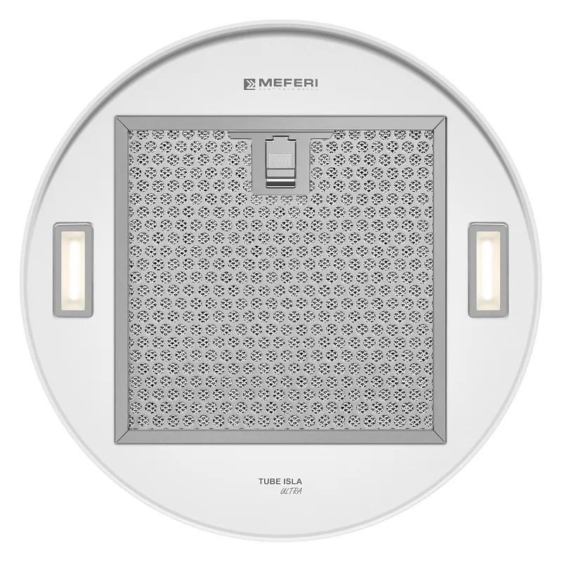Вытяжка кухонная цилиндрическая островная MEFERI TUBE35WH ISLA ULTRA, 40 см, белая, производительность 1200 м3/ч, 3 скорости, низкий уровень шума, режимы отвод и рециркуляция, гарантия 3 года