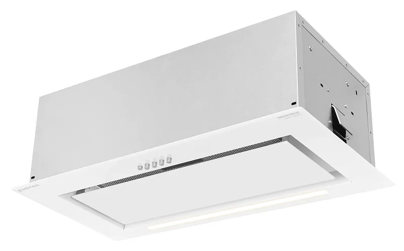Вытяжка кухонная MEFERI SMARTBOX60WH GLASS POWER, 60 см, встраиваемая, белая, стекло, производительность 900 м3/ч, 3 скорости, низкий уровень шума, режимы отвод и рециркуляция, гарантия 3 года