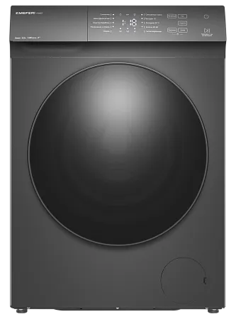 Стиральная машина с паром узкая MEFERI MFW081210GR POWER отдельностоящая серая, глубина 38,5 см, загрузка 8 кг