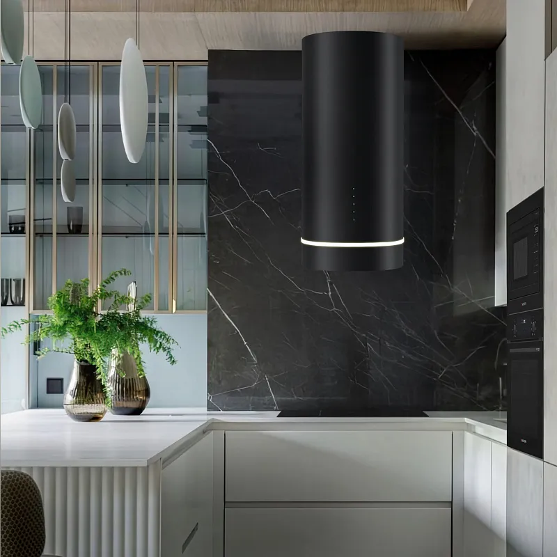 Вытяжка кухонная цилиндрическая настенная MEFERI TUBE35BK COMFORT, 35 см, черная, производительность 1200 м3/ч, 3 скорости, низкий уровень шума, режимы отвод и рециркуляция, гарантия 3 года