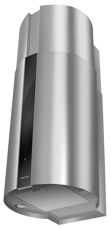 Вытяжка кухонная цилиндрическая настенная MEFERI TUBE40IX COMFORT PLUS, 40 см, серая, производительность 1200 м3/ч, 5 скоростей, низкий уровень шума, режимы отвод и рециркуляция, сенсорное управление, гарантия 3 года