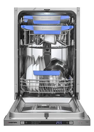 Посудомоечная машина узкая встраиваемая MEFERI MDW4573 COMFORT, 45 см, 10 комплектов посуды, с автооткрыванием, с аквастопом, луч на полу, внутренняя подсветка,отсрочка, таймер Посудомоечная машина узкая встраиваемая MEFERI MDW4573 COMFORT, 45 см, 10 комплектов посуды, с автооткрыванием, с аквастопом, луч на полу, внутренняя подсветка,отсрочка, таймер