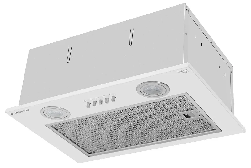 Вытяжка кухонная MEFERI INBOX45WH POWER, 45 см, встраиваемая, белая, производительность 900 м3/ч, 3 скорости, низкий уровень шума, режимы отвод и рециркуляция, гарантия 3 года