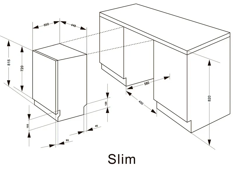 Посудомоечная машина узкая встраиваемая MEFERI MDW4563 POWER, 45 см, 10 комплектов посуды, 6 программ, защита от протечек, половинная загрузка, отсрочка, таймер