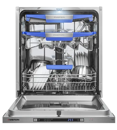 Посудомоечная машина встраиваемая MEFERI MDW6073 COMFORT, 60 см, напольная, 14 комплектов посуды, 7 программ, 3 корзины, автооткрывание, аквастоп, луч на полу, внутренняя подсветка Посудомоечная машина встраиваемая MEFERI MDW6073 COMFORT, 60 см, напольная, 14 комплектов посуды, 7 программ, 3 корзины, автооткрывание, аквастоп, луч на полу, внутренняя подсветка
