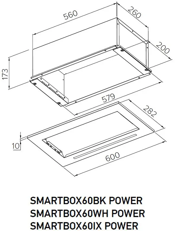 Вытяжка кухонная MEFERI SMARTBOX60BK POWER, 60 см, встраиваемая, черная, производительность 900 м3/ч, 3 скорости, низкий уровень шума, режимы отвод и рециркуляция, гарантия 3 года