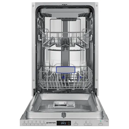 Посудомоечная машина узкая встраиваемая MEFERI MDW4563 POWER, 45 см, 10 комплектов посуды, 6 программ, защита от протечек, половинная загрузка, отсрочка, таймер Посудомоечная машина узкая встраиваемая MEFERI MDW4563 POWER, 45 см, 10 комплектов посуды, 6 программ, защита от протечек, половинная загрузка, отсрочка, таймер