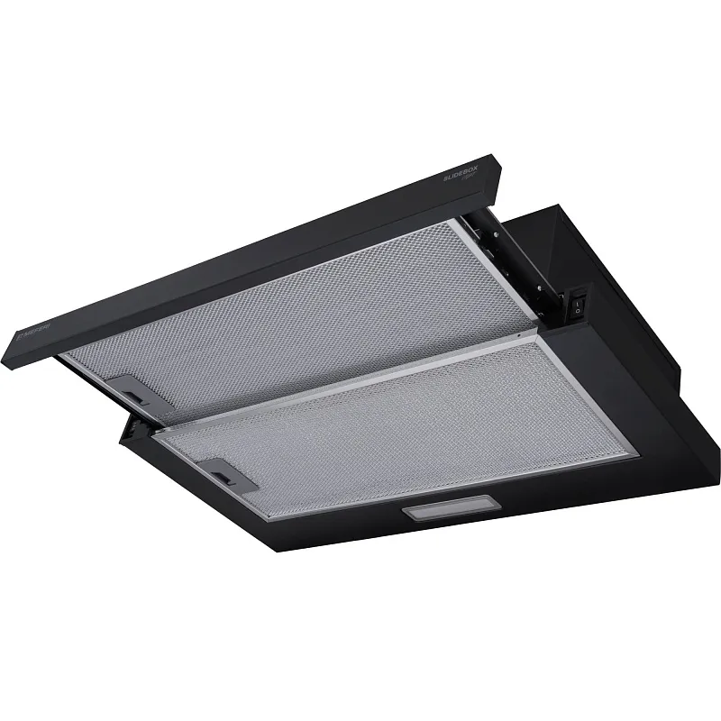 Вытяжка телескопическая кухонная MEFERI SLIDEBOX60BK LIGHT, 60 см, черный, производительность 650 м3/ч, 2 скорости, низкий уровень шума, режимы отвод и рециркуляция, гарантия 3 года