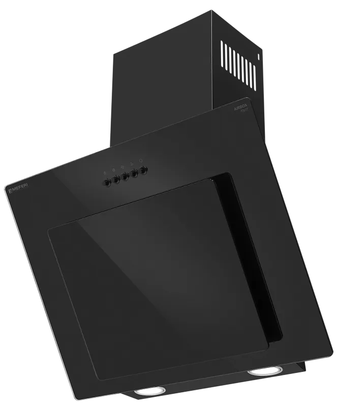 Вытяжка кухонная MEFERI AIRBOX60BK POWER, 60 см, наклонная, черная, стекло, производительность 900 м3/ч, 3 скорости, низкий уровень шума, режимы отвод и рециркуляция, гарантия 3 года - изображение vytyazhka_naklonnaya_pristennaya_airbox60bk_power  