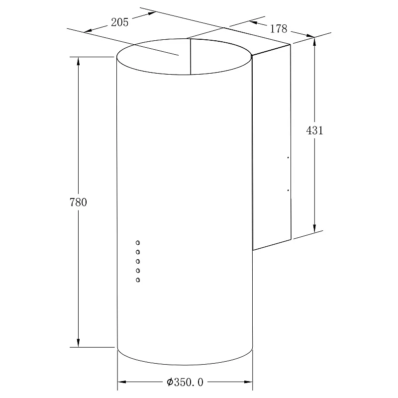 Вытяжка кухонная цилиндрическая пристенная MEFERI TUBE35WH ULTRA, 40 см, белая, производительность 1200 м3/ч, 3 скорости, низкий уровень шума, режимы отвод и рециркуляция, гарантия 3 года