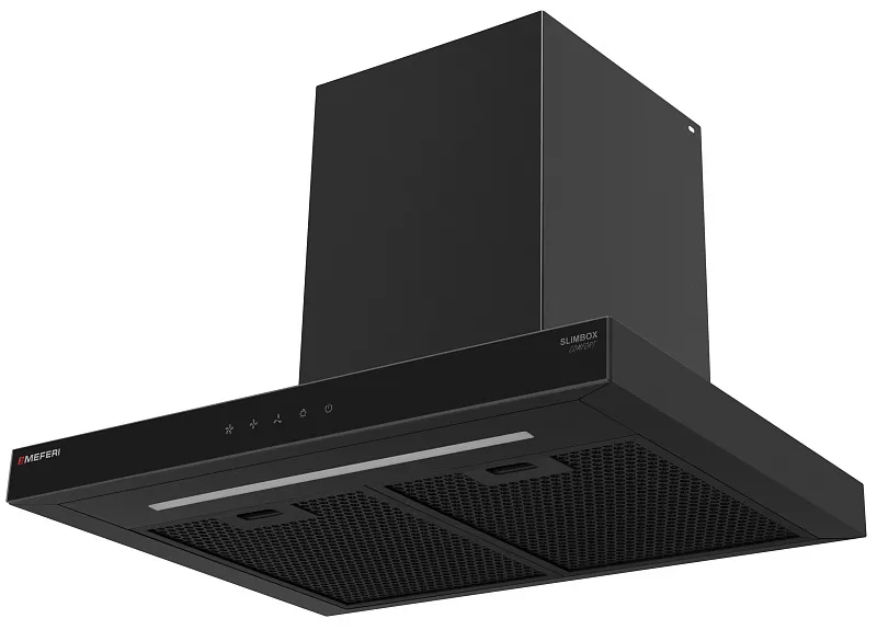 Вытяжка кухонная MEFERI SLIMBOX60BK COMFORT, 60 см, купольная, черная, производительность 950 м3/ч, 3 скорости, низкий уровень шума, режимы отвод и рециркуляция, гарантия 3 года