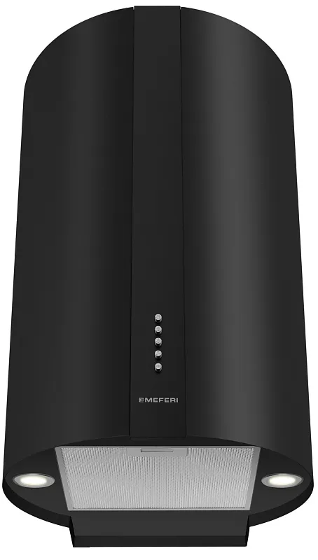 Вытяжка кухонная цилиндрическая настенная MEFERI TUBE40BK POWER, 40 см, черная, производительность 850 м3/ч, 3 скорости, низкий уровень шума, режимы отвод и рециркуляция, гарантия 3 года