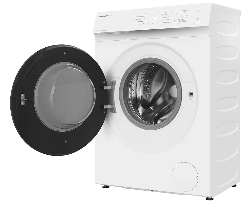 Стиральная машина с паром узкая MEFERI MFW081210WH POWER отдельностоящая белая, глубина 38,5 см, загрузка 8 кг