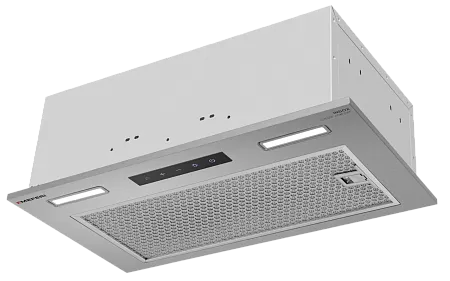Вытяжка кухонная MEFERI INBOX52IX SENSOR COMFORT, 52 см, встраиваемая, серая, производительность 950 м3/ч, 3 скорости, низкий уровень шума, режимы отвод и рециркуляция, сенсорное управление, пульт дистанционного управления, гарантия 3 года