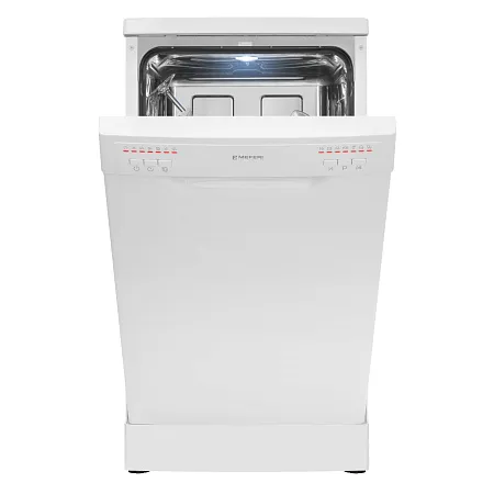 Посудомоечная машина узкая отдельностоящая MEFERI MDW4562WH FS LIGHT, 45 см, 9 комплектов посуды, 6 программ, 2 корзины, половинная загрузка, отсрочка, таймер, защита от протечек, внутренняя подсветка Посудомоечная машина узкая отдельностоящая MEFERI MDW4562WH FS LIGHT, 45 см, 9 комплектов посуды, 6 программ, 2 корзины, половинная загрузка, отсрочка, таймер, защита от протечек, внутренняя подсветка