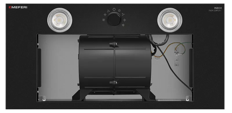 Вытяжка кухонная MEFERI INBOX60BK PUSH COMFORT, 60 см, встраиваемая, черная, производительность 950 м3/ч, 3 скорости, с утапливаемым переключателем, низкий уровень шума, режимы отвод и рециркуляция, гарантия 3 года