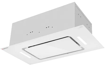 Вытяжка кухонная MEFERI INBOX60WH GLASS COMFORT, 60 см, встраиваемая, белая, стекло, производительность 950 м3/ч, 3 скорости, низкий уровень шума, режимы отвод и рециркуляция, пульт дистанционного управления, гарантия 3 года