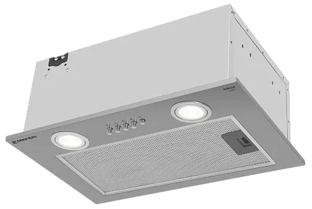 Вытяжка кухонная MEFERI INBOX45IX LIGHT, 45 см, встраиваемая, серая, производительность 650 м3/ч, 3 скорости, низкий уровень шума, режимы отвод и рециркуляция, гарантия 3 года