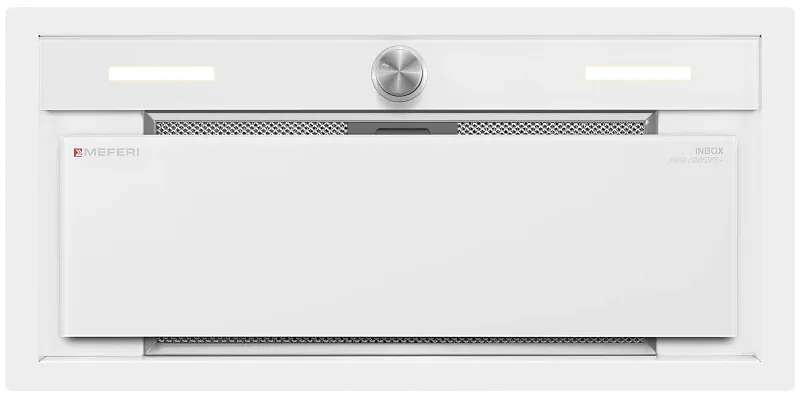 Вытяжка кухонная MEFERI INBOX60WH PUSH COMFORT PLUS, 60 см, встраиваемая, белая, производительность 1200м3/ч, 3 скорости, с утапливаемым переключателем, низкий уровень шума, режимы отвод и циркуляция, гарантия 3 года