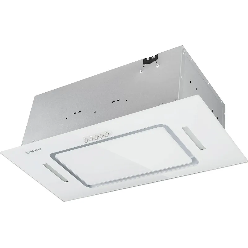 Вытяжка кухонная MEFERI INBOX60WH GLASS ULTRA, 60 см, встраиваемая, белая, стекло, производительность 900 м3/час, низкий уровень шума, режимы отвод и циркуляция, гарантия 3 года