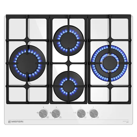 Варочная панель газовая  MEFERI MGH604WH GLASS ULTRA