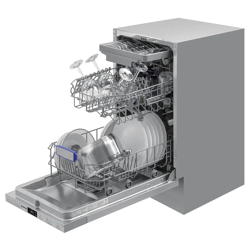 Посудомоечная машина узкая встраиваемая MEFERI MDW4563 POWER, 45 см, 10 комплектов посуды, 6 программ, защита от протечек, половинная загрузка, отсрочка, таймер