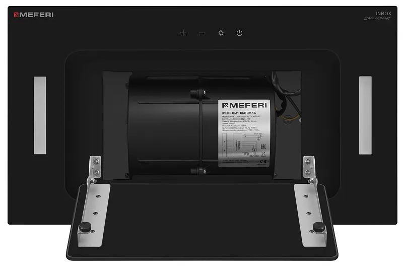 Вытяжка кухонная MEFERI INBOX52BK GLASS COMFORT, 52 см, встраиваемая, черная, стекло, производительность 950 м3/ч, 3 скорости, низкий уровень шума, режимы отвод и рециркуляция, пульт дистанционного управления, гарантия 3 года