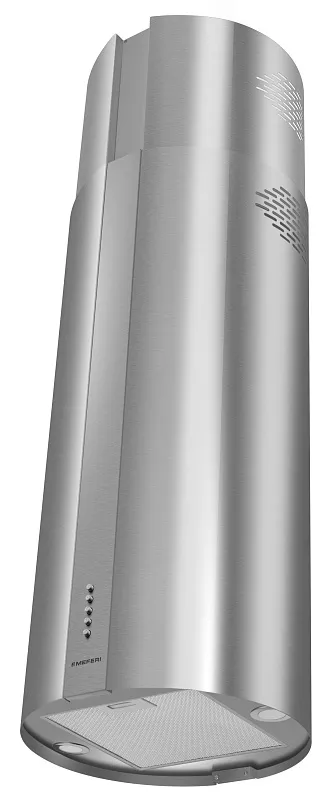Вытяжка кухонная цилиндрическая островная MEFERI TUBE40IX ISLA POWER, 40 см, серая, производительность 850 м3/ч, 3 скорости, низкий уровень шума, режимы отвод и рециркуляция, гарантия 3 года