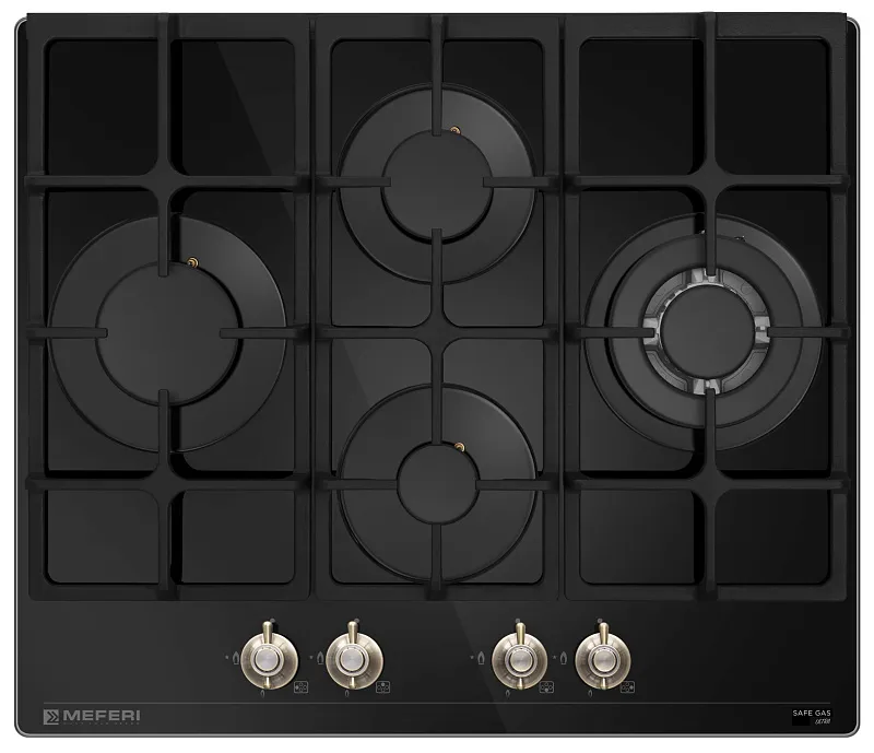 Варочная панель газовая MEFERI MGH604BK GLASS RETRO