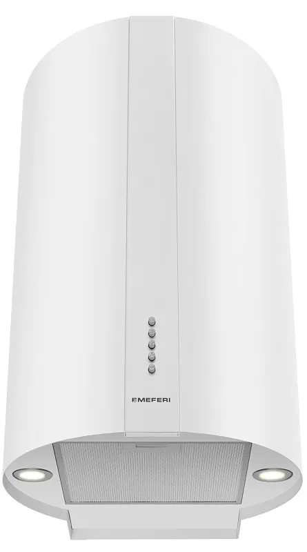 Вытяжка кухонная цилиндрическая настенная MEFERI TUBE40WH POWER, 40 см, белая, производительность 850 м3/ч, 3 скорости, низкий уровень шума, режимы отвод и рециркуляция, гарантия 3 года
