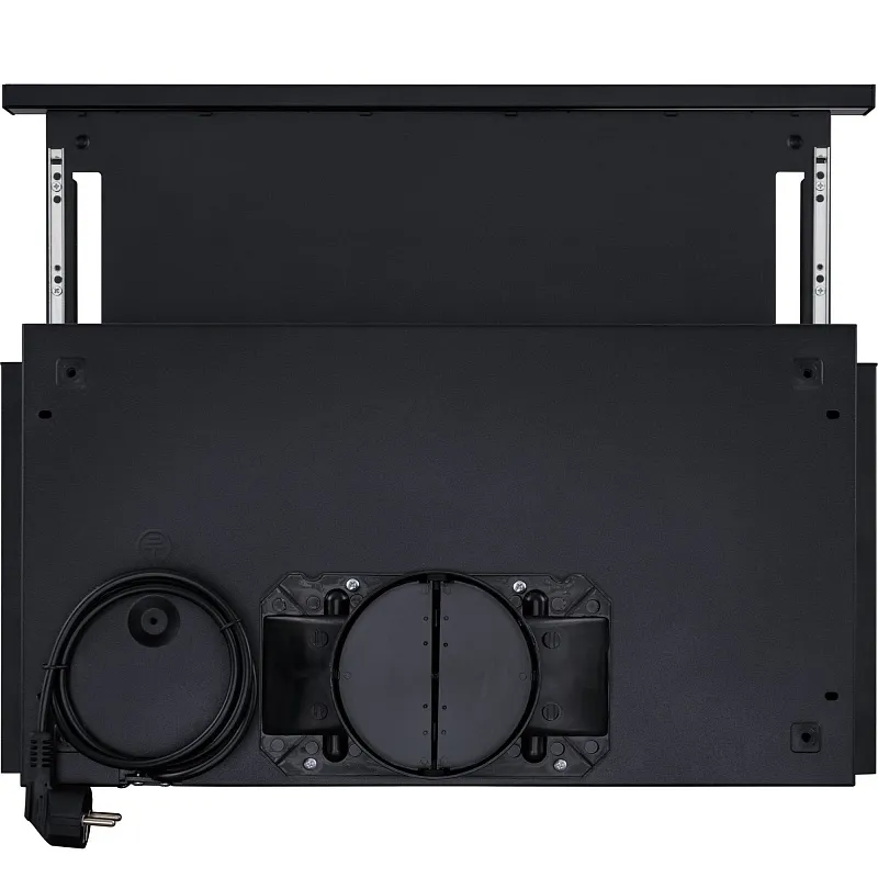 Вытяжка телескопическая кухонная MEFERI SLIDEBOX60BK GLASS ULTRA, 60 см, черная, стекло, производительность 850 м3/ч, 2 скорости, низкий уровень шума, режимы отвод и рециркуляция, гарантия 3 года