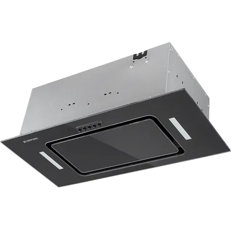 Вытяжка кухонная MEFERI INBOX60BK GLASS ULTRA, 60 см, встраиваемая, черная, стекло, производительность 900 м3/ч, 3 скорости, низкий уровень шума, режимы отвод и рециркуляция, гарантия 3 года