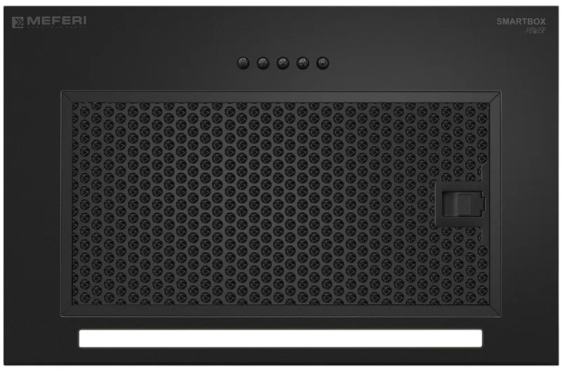 Вытяжка кухонная MEFERI SMARTBOX45BK POWER, 45 см, встраиваемая, черная, производительность 900 м3/ч, 3 скорости, низкий уровень шума, режимы отвод и рециркуляция, гарантия 3 года
