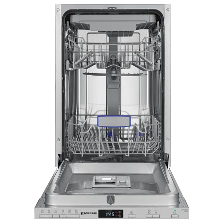 Посудомоечная машина узкая встраиваемая MEFERI MDW4563 POWER, 45 см, 10 комплектов посуды, 6 программ, защита от протечек, половинная загрузка, отсрочка, таймер Посудомоечная машина узкая встраиваемая MEFERI MDW4563 POWER, 45 см, 10 комплектов посуды, 6 программ, защита от протечек, половинная загрузка, отсрочка, таймер