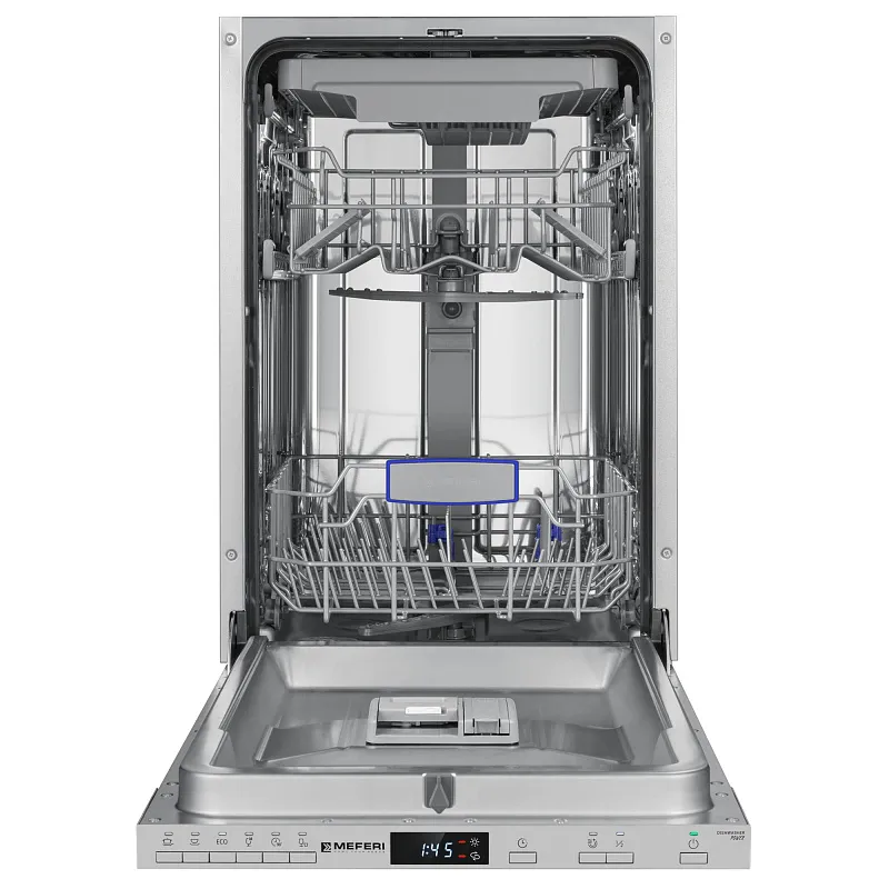 Посудомоечная машина узкая встраиваемая MEFERI MDW4563 POWER, 45 см, 10 комплектов посуды, 6 программ, защита от протечек, половинная загрузка, отсрочка, таймер