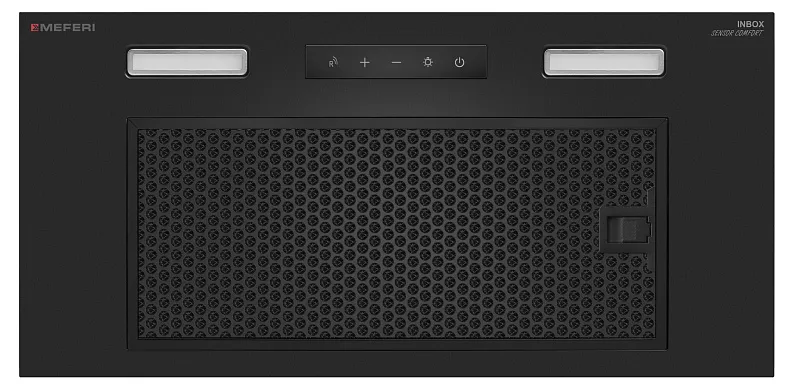 Вытяжка кухонная MEFERI INBOX60BK SENSOR COMFORT, 60 см, полновстраиваемая, черная, производительность 950 м3/ч, 3 скорости, низкий уровень шума, режимы отвод и рециркуляция, гарантия 3 года