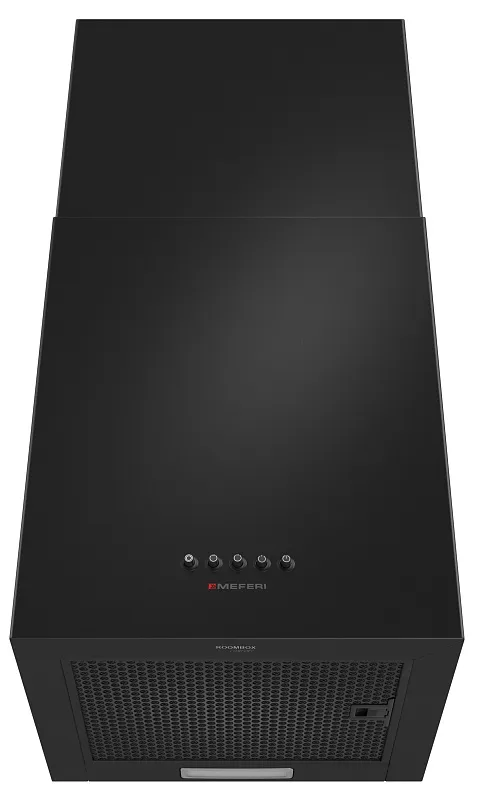 Кубическая вытяжка кухонная MEFERI ROOMBOX40BK COMFORT, пристенная, 40 см, черная, квадратная, производительность 1100 м3/ч, 3 скорости, низкий уровень шума, режимы отвод и рециркуляция, гарантия 3 года