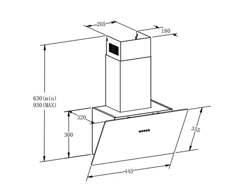 Вытяжка кухонная MEFERI AIRBOX45WH LIGHT, 45 см, наклонная, белая, стекло, производительность 650 м3/ч, 3 скорости, низкий уровень шума, режимы отвод и рециркуляция, гарантия 3 года
