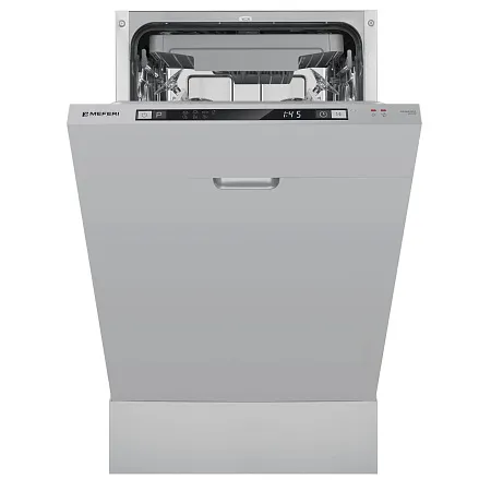 Посудомоечная машина узкая встраиваемая MEFERI MDW4573 ULTRA, 45 см, 10 комплектов посуды, 7 программ, 3 корзины, защита от протечек, луч на полу, внутренняя подсветка, половинная загрузка, отсрочка, таймер Посудомоечная машина узкая встраиваемая MEFERI MDW4573 ULTRA, 45 см, 10 комплектов посуды, 7 программ, 3 корзины, защита от протечек, луч на полу, внутренняя подсветка, половинная загрузка, отсрочка, таймер